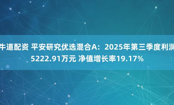 牛道配资 平安研究优选混合A：2025年第三季度利润5222.91万元 净值增长率19.17%